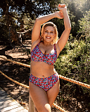 Kitsch Kate Balcony Bikini Top And High Waist Brief Floral Print TKD Swimwear Curvy Kate Fashion L1