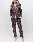 Lana Feather Print PJ Set Brown Mix TKD Lingerie Cyberjammies Fashion F1