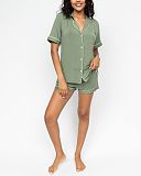 Lea Revere Jersey Shorty Set Sage Green TKD Lingerie Cyberjammies Fashion F1