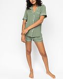 Lea Revere Jersey Shorty Set Sage Green TKD Lingerie Cyberjammies Fashion F2