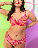 Lifestyle Print Plunge Bra And Short Pink Hearts TKD Lingerie Curvy Kate Fashion L4