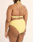 Limencello Multi Way Plunge Bikini Top And High Leg Brief Yellow Raq Apparel TKD Lingerie B1