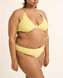 Limencello Multi Way Plunge Bikini Top And High Leg Brief Yellow Raq Apparel TKD Lingerie F1