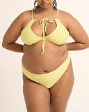 Limencello Multi Way Plunge Bikini Top And High Leg Brief Yellow Raq Apparel TKD Lingerie F2