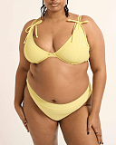 Limencello Multi Way Plunge Bikini Top And High Leg Brief Yellow Raq Apparel TKD Lingerie F3