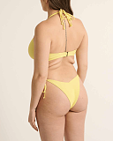 Limencello Multi Way Plunge Bikini Top And Tie Side Brief Yellow Raq Apparel TKD Lingerie B1
