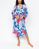 Lyla Floral Print Long Dressing Gown Blue Mix TKD Lingerie Cyberjammies Fashion F1