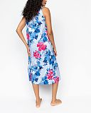 Lyla Floral Print Long Nightdress Blue Mix TKD Lingerie Cyberjammies Fashion B1