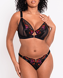 Mesmerise Plunge Bra And Brazilian Brief Black TKD Lingerie Scantilly Fashion F1