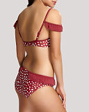 Mila Padded Plunge Frill Bikini And Frill Pant Brick Red TKD Lingerie Panache Swimwear Fashion B1