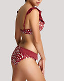 Mila Padded Plunge Frill Bikini And Frill Pant Brick Red TKD Lingerie Panache Swimwear Fashion B2