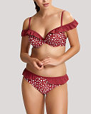 Mila Padded Plunge Frill Bikini And Frill Pant Brick Red TKD Lingerie Panache Swimwear Fashion F1