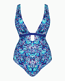 Mykonos Reversable Non Wired Swimsuit Blue Print TKD Lingerie Curvy Kate Swim Fashion CF1