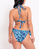 Mykonos Triangle Bikini Top And String Brief Blue Print TKD Lingerie Curvy Kate Fashion B1