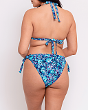 Mykonos Triangle Bikini Top And String Brief Blue Print TKD Lingerie Curvy Kate Fashion B2
