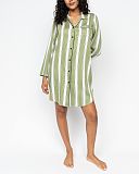 Nancy Printed Stripe Nightshirt Sage Green Mix TKD Lingerie Cyberjammies Fashion F2