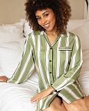 Nancy Printed Stripe Nightshirt Sage Green Mix TKD Lingerie Cyberjammies Fashion L1