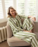Nancy Printed Stripe Pyjama Set Sage Green Mix TKD Lingerie Cyberjammies Fashion L1