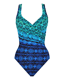 Ocean Ombre Its A Wrap Shaping Swimsuit Blue Multi TKD Lingerie Miraclesuit Fashion CF1