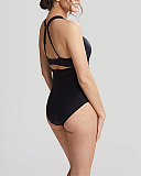 Onyx Chic Moulded Plunge Swimsuit Black TKD Lingerie Panache Swim Fashion B2