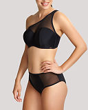 Onyx One Shoulder Moulded Bikini And Midi Pant Black TKD Lingerie Panache Swimwear Fashion F1