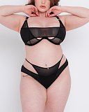 Peep Show Deep Plunge Bra And Brazilian Brief Black TKD Lingerie Scantilly Fashion F1