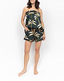 Pimlico Mix Woven Palm Print Cami Shorts Set Emerald Green Mix TKD Lingerie Cyberjammies Fashion F2