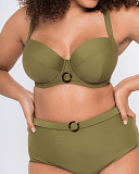 Retro Sun Balcony Bikini And High Waist Brief Olive TKD Lingerie Curvy Kate Swimwear Fashion F2