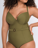Retro Sun Halterneck Swimsuit Olive TKD Lingerie Curvy Kate Swimwear Fashion F2