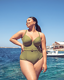 Retro Sun Halterneck Swimsuit Olive TKD Lingerie Curvy Kate Swimwear Fashion L1