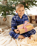 Riley Check Long Sleeve Pyjama Set Navy Mix TKD Lingerie Boys Minijammies Fashion L1