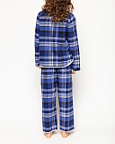 Riley Check Long Sleeve Pyjama Set Navy Mix TKD Lingerie Girls Minijammies Fashion B1