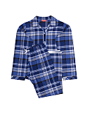 Riley Check Long Sleeve Pyjama Set Navy Mix TKD Lingerie Girls Minijammies Fashion CF1