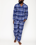 Riley Check Long Sleeve Pyjama Set Navy Mix TKD Lingerie Mens Cyberjammies Fashion F1