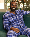 Riley Check Long Sleeve Pyjama Set Navy Mix TKD Lingerie Mens Cyberjammies Fashion L1