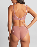 Rosa Balcony Bra And Suspender Brief Rose Gold TKD Lingerie Panache Fashion B1