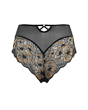 Sabrina High Waist Brazillian Brief Noir Vintage Gold TKD Lingerie Panache Fashion CB1