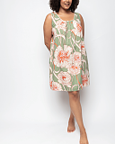Sage Floral Print Chemise Sage Green Mix TKD Lingerie Cyberjammies Fashion F1