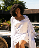 Saskia Embroidered Strappy Chemise And Short Dressing Gown White TKD Lingerie Cyberjammies L2 min