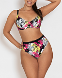 Sea Leopard Balcony Bikini Top And High Waist Brief print mix TKD Lingerie Curvy Kate Fashion F1