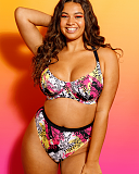 Sea Leopard Balcony Bikini Top And High Waist Brief print mix TKD Lingerie Curvy Kate Fashion LF1