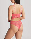Selena Longline Plunge Bra And Brazillian Brief Paradise Pink TKD Lingerie Panache Fashion B1