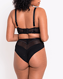 Senses Plunge Bra And High Waist Brief Black TKD Lingerie Scantilly Fashion B1
