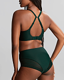 Serene Full Cup Bra And High Waist Brief Dark Green TKD Lingerie Panache Fashion B2