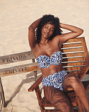 Serengeti Twist Bandeau Bikini And Midi Gather Pant Blue Animal TKD Lingerie Panache Swim Fashion L1