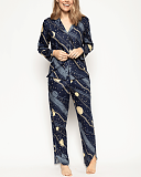 Skye Celestrial Print Pyjama Set Blue Mix TKD Lingerie Cyberjammies Fashion F1