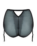 Sparks Fly High Waist Suspender Brief Black Silver TKD Lingerie Curvy Kate Luxury CB1
