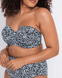 Sundown Bandeau Bikini And High Waist Brief Black Print TKD Lingerie Curvy Kate Swim Fashion F2 min