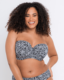 Sundown Bandeau Bikini Black Print TKD Lingerie Curvy Kate Swim Fashion F1 min