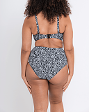 Sundown Bandeau Bikini Straps And High Waist Brief Black Print TKD Lingerie Curvy Kate Swim Fashion 